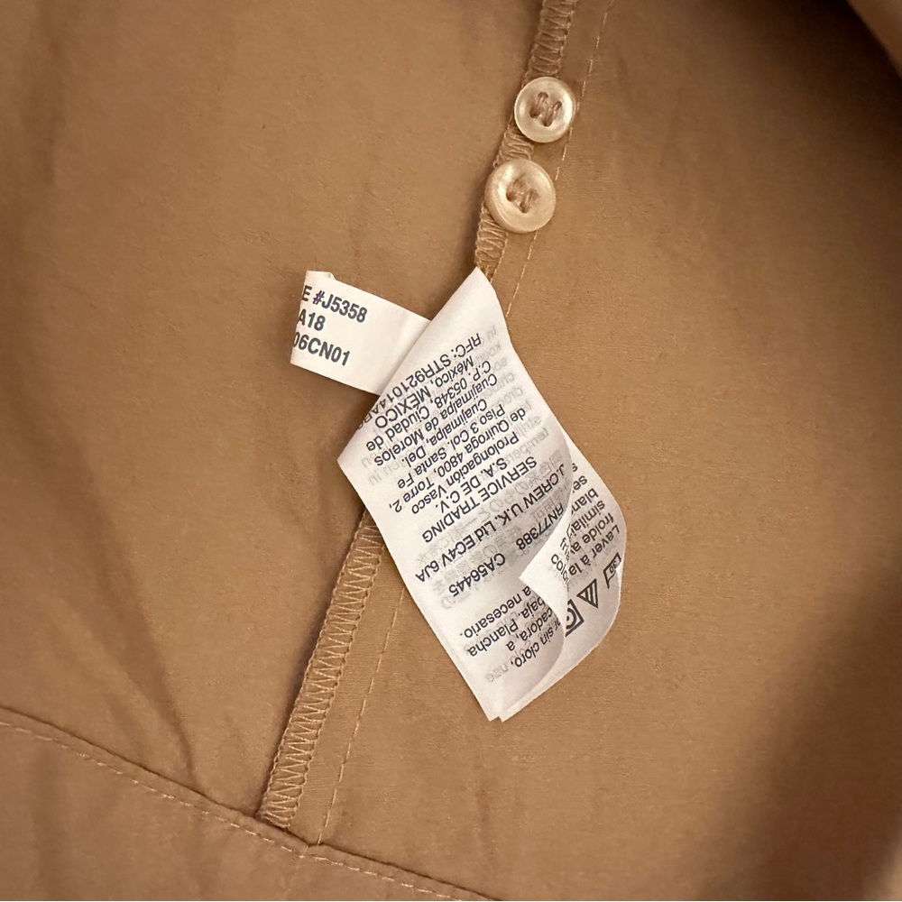 J. Crew Tie-Waist Shirtdress in cotton poplin Tan khaki color Size 4(#2) - Picture 8 of 16